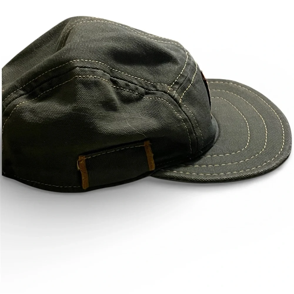 Handmade Denim 5-Panel Cap with Pencil Holder Camp Patches Adjustable - Picture 2 of 6